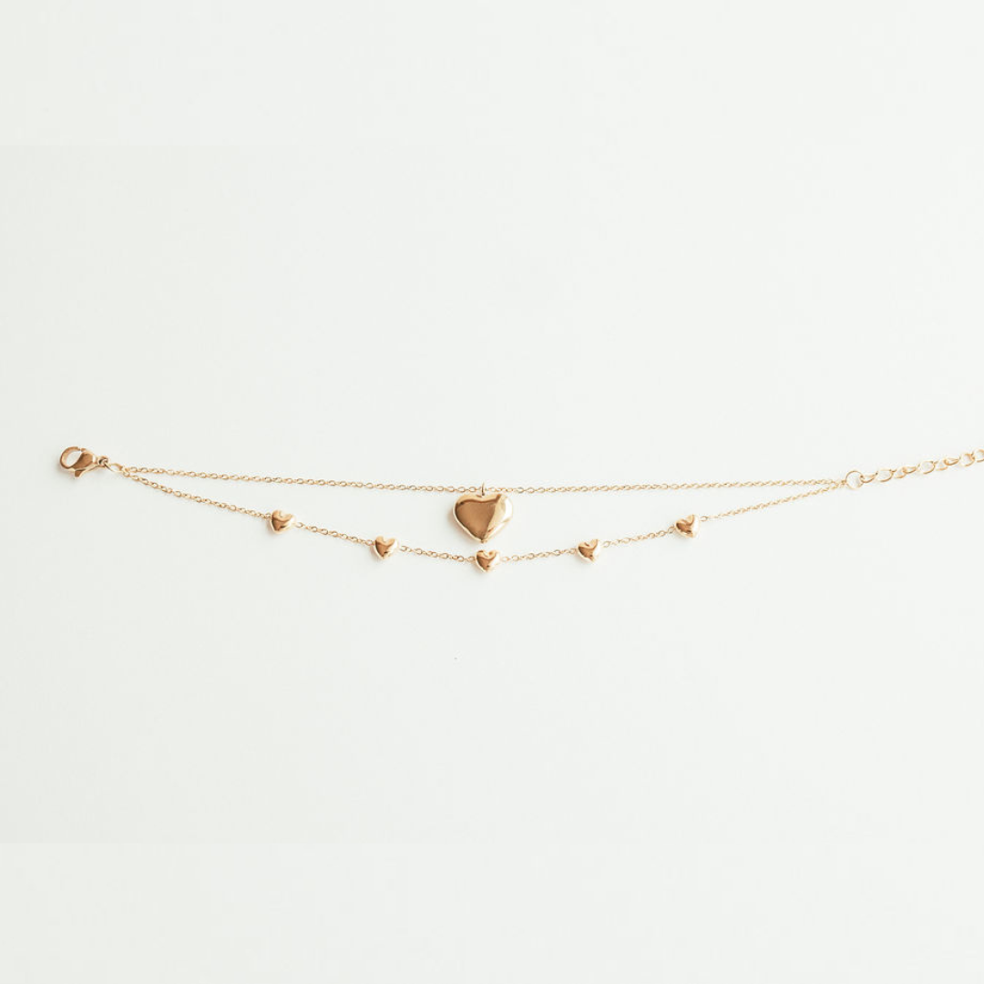 Gold-Plated Heart Charm Bracelet