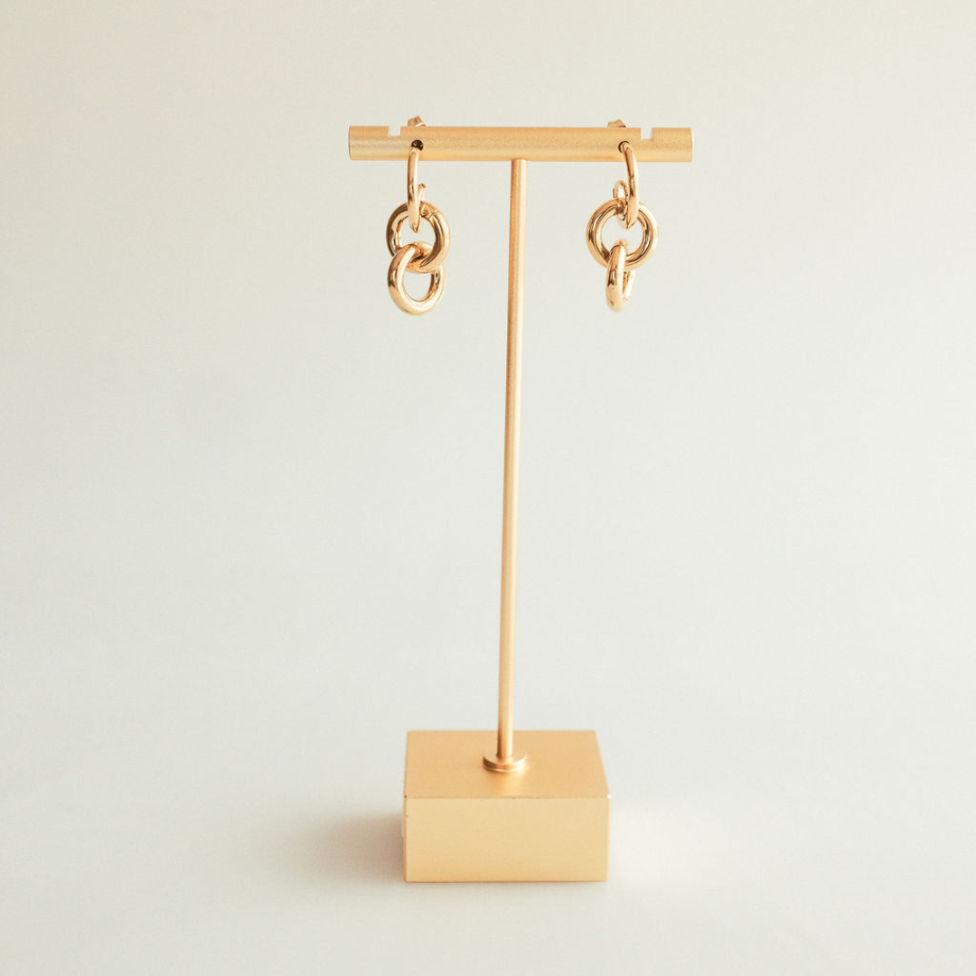 Gold-Plated Textured Circle Drop Earrings