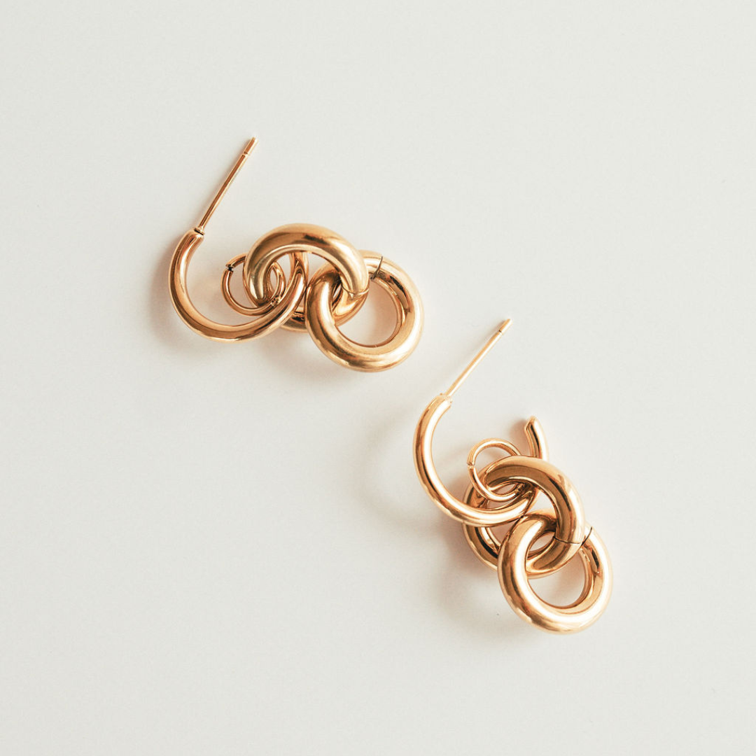 Gold-Plated Chain Hoop Earrings