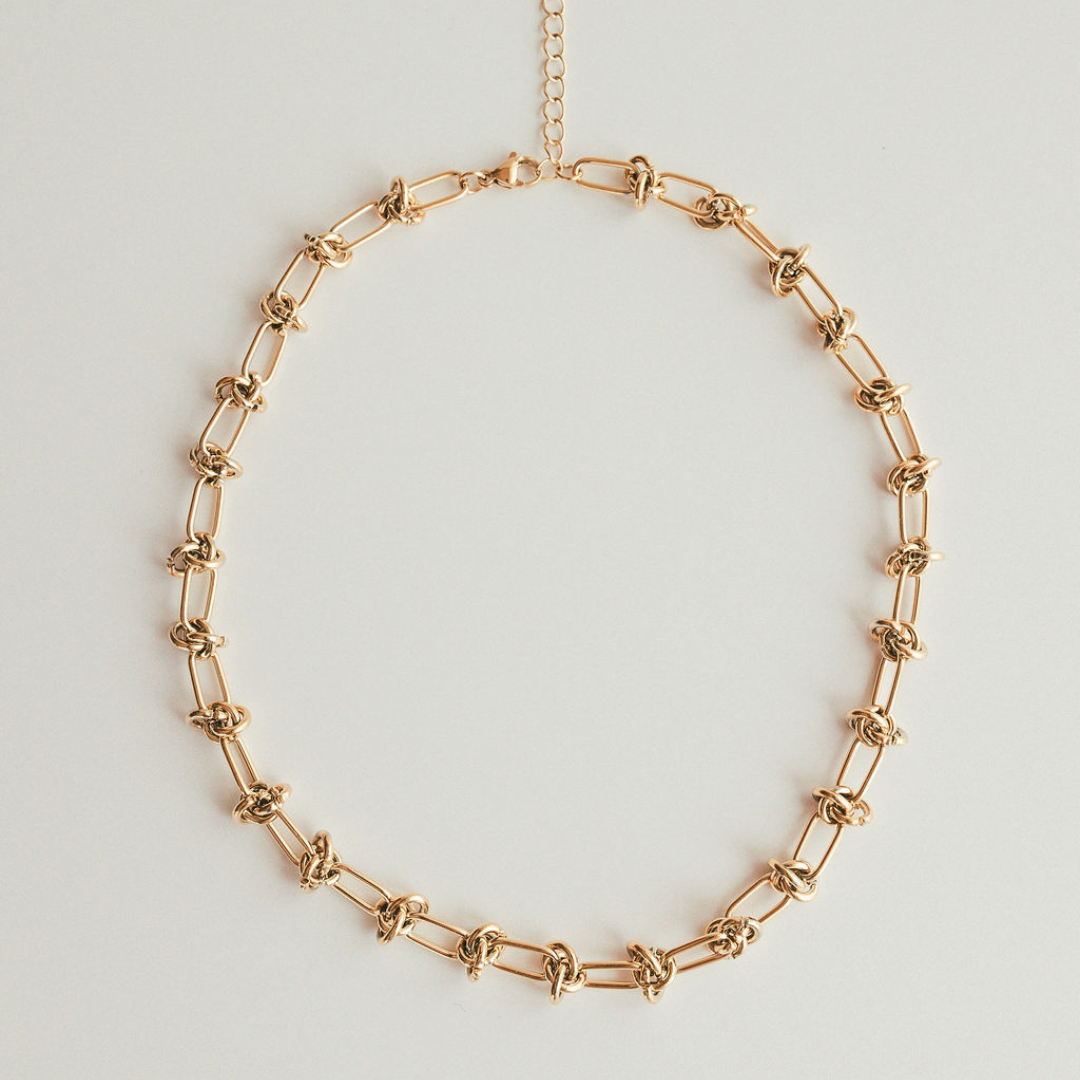 Gold-Plated Knot Chain Necklace