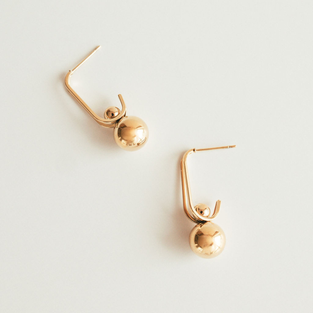 Gold-Plated Beaded Drop Earrings
