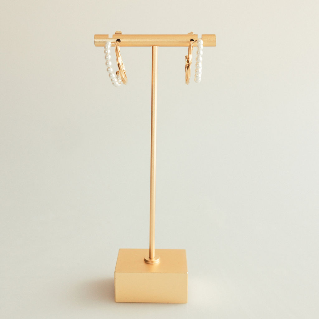 Pearl & Gold-Plated Double Hoop Earrings