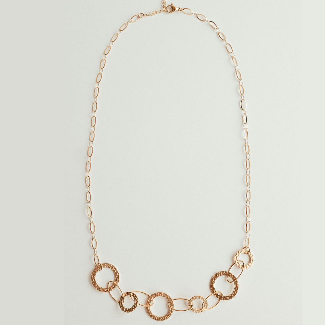 Gold-Plated Statement Circle Chain Necklace