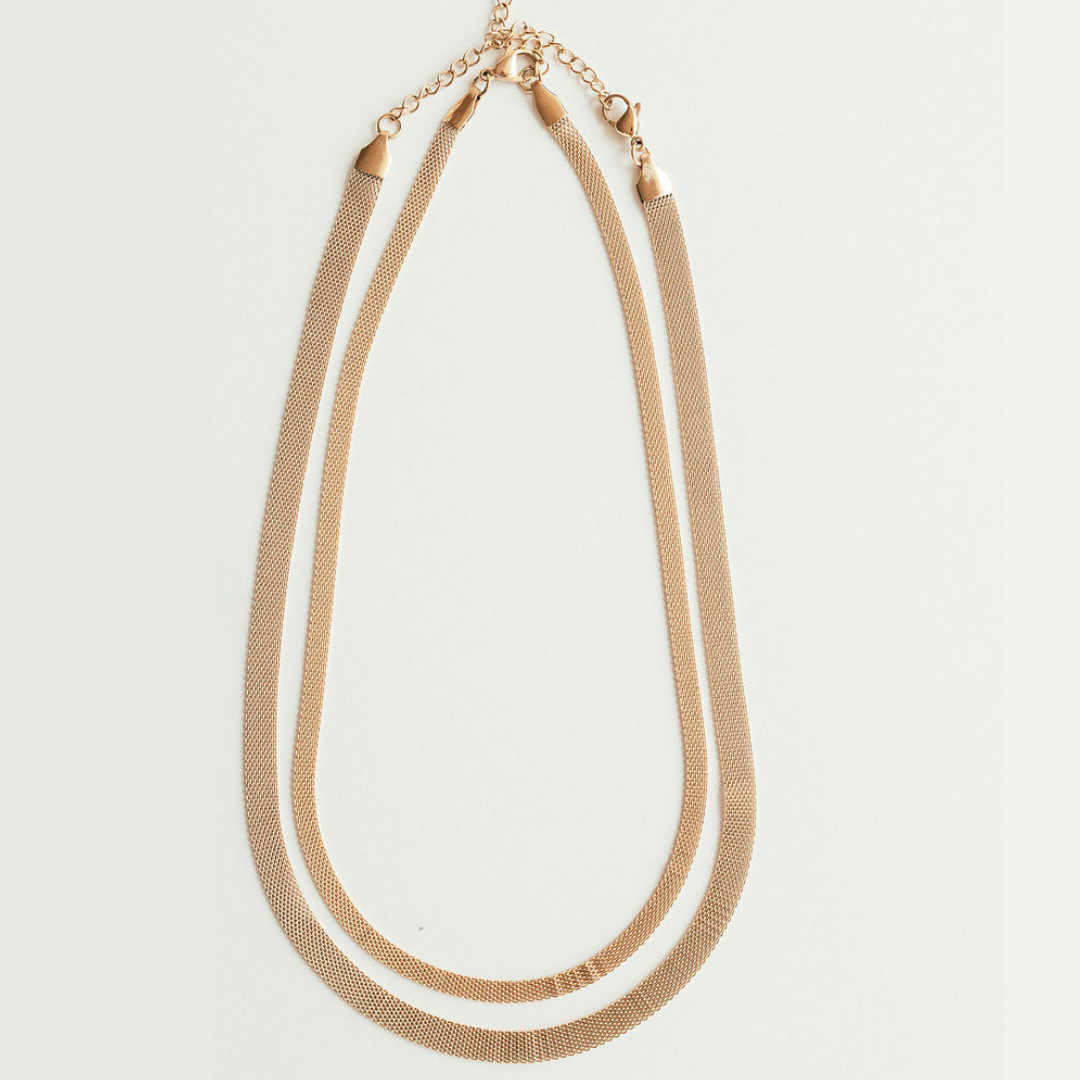 Gold-Plated Mesh Necklace Set