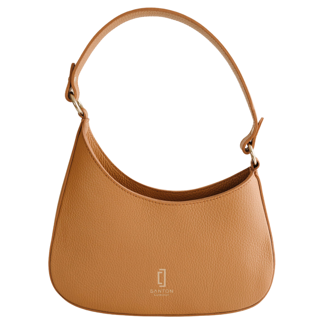 Sleek Leather Shoulder Bag - Tan