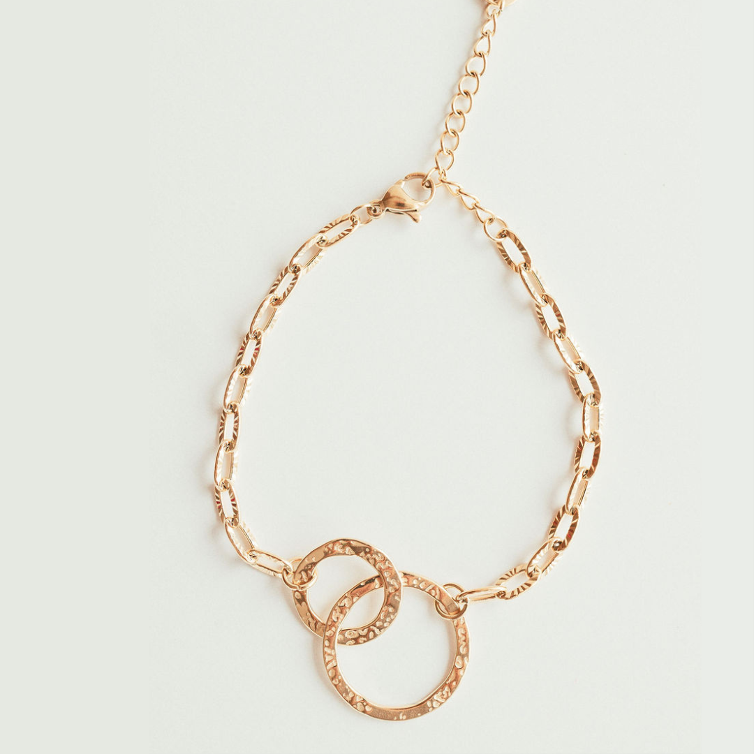 Gold-Plated Textured Circle Bracelet