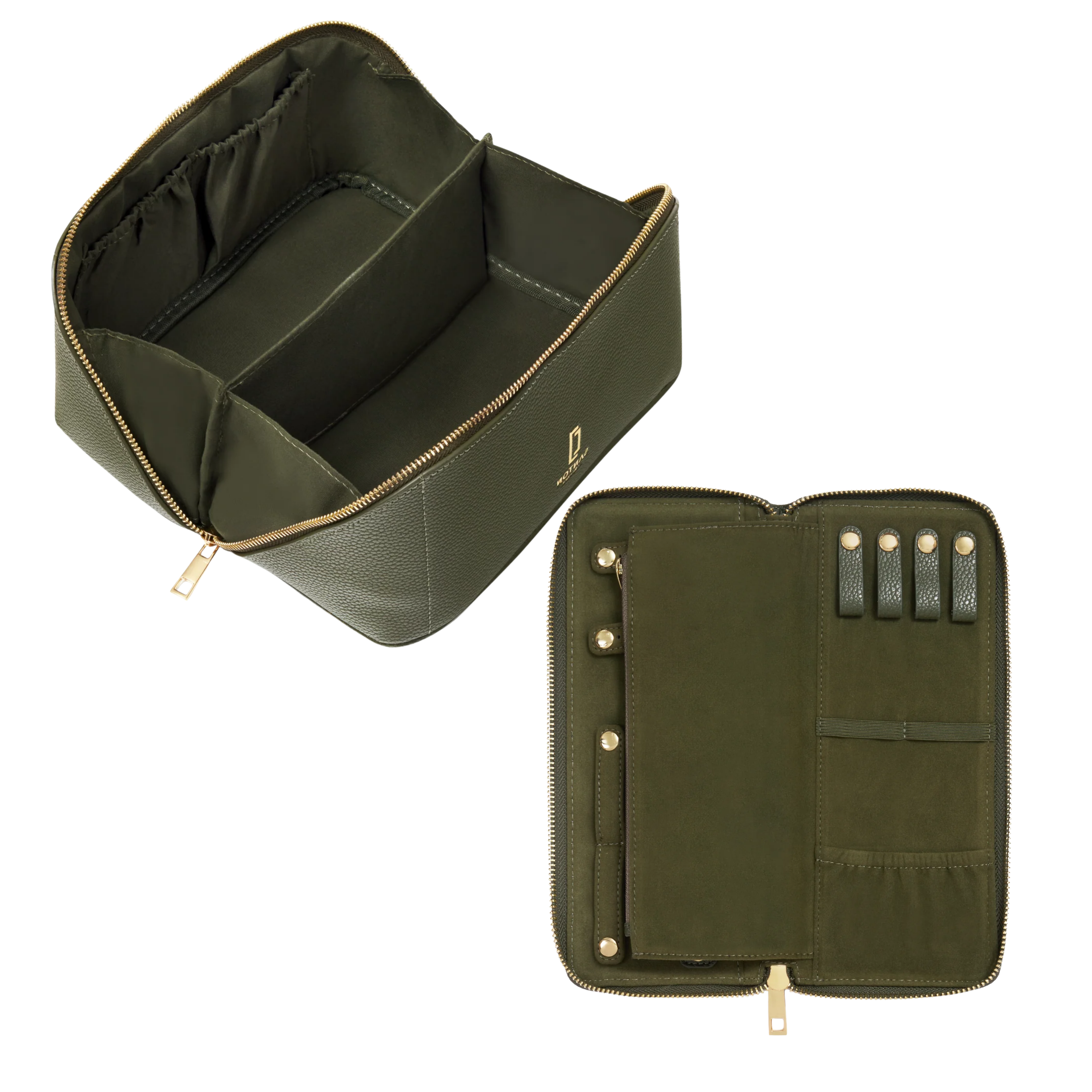 Matching Jewellery Case and Make-up Bag Gift Set - GREEN