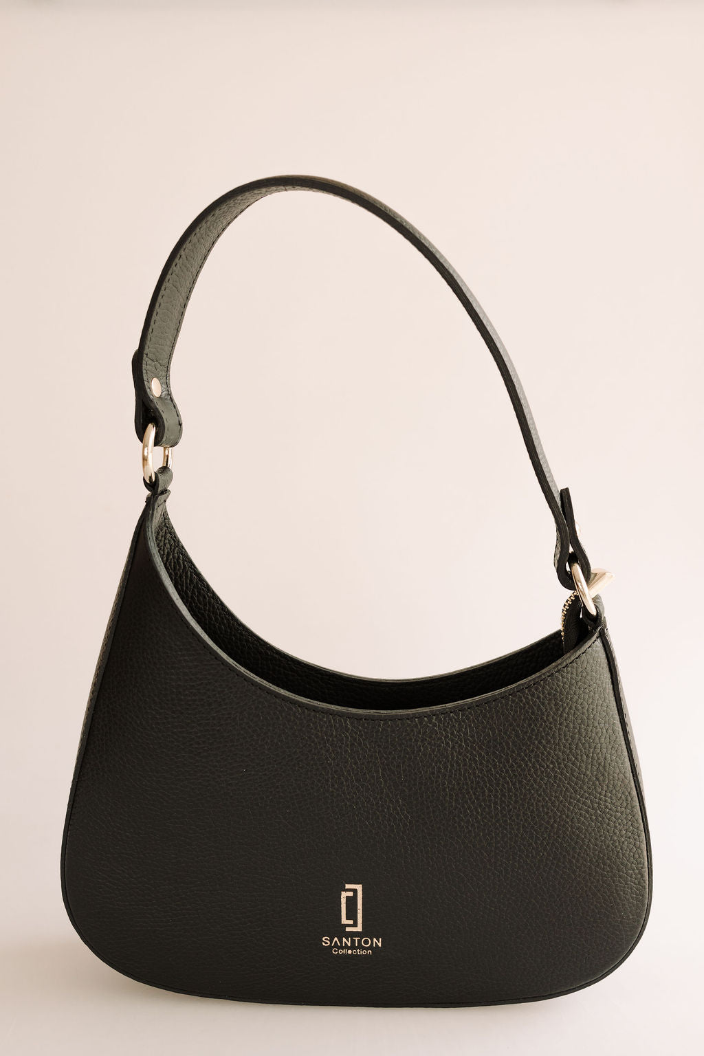 Sleek Leather Shoulder Bag - Black