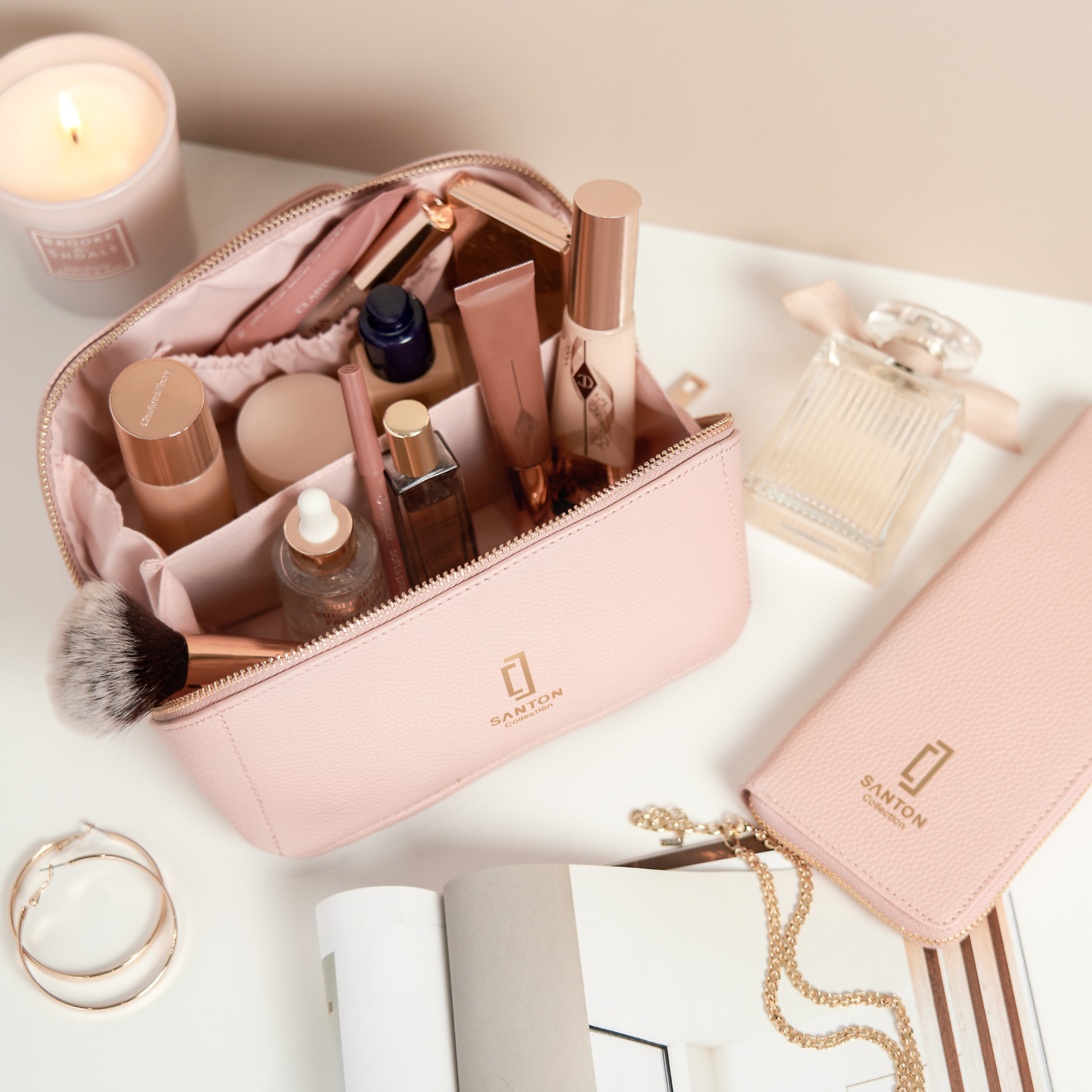 Matching Jewellery Case and Make-up Bag Gift Set - PINK