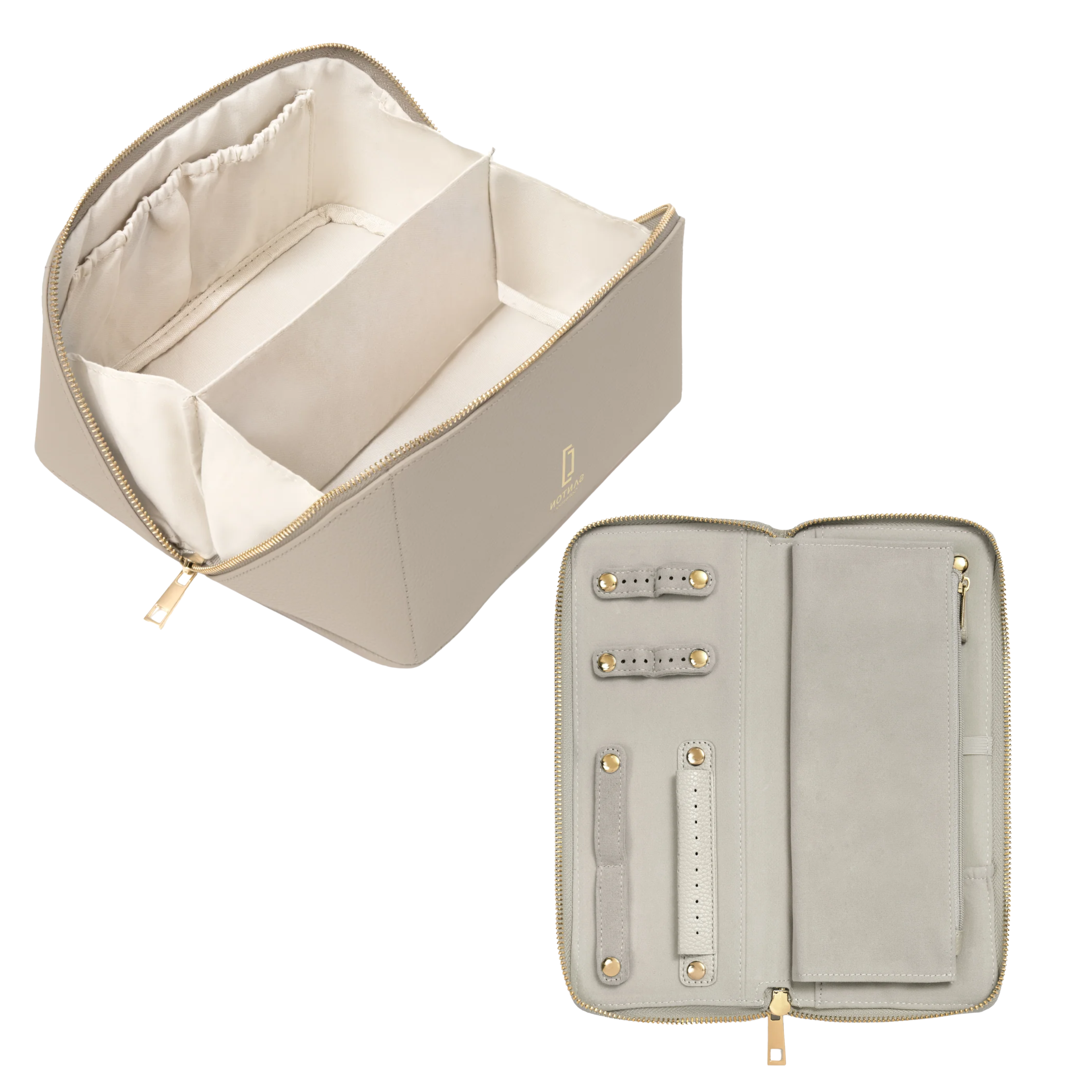 Matching Jewellery Case and Make-up Bag Gift Set - TAUPE