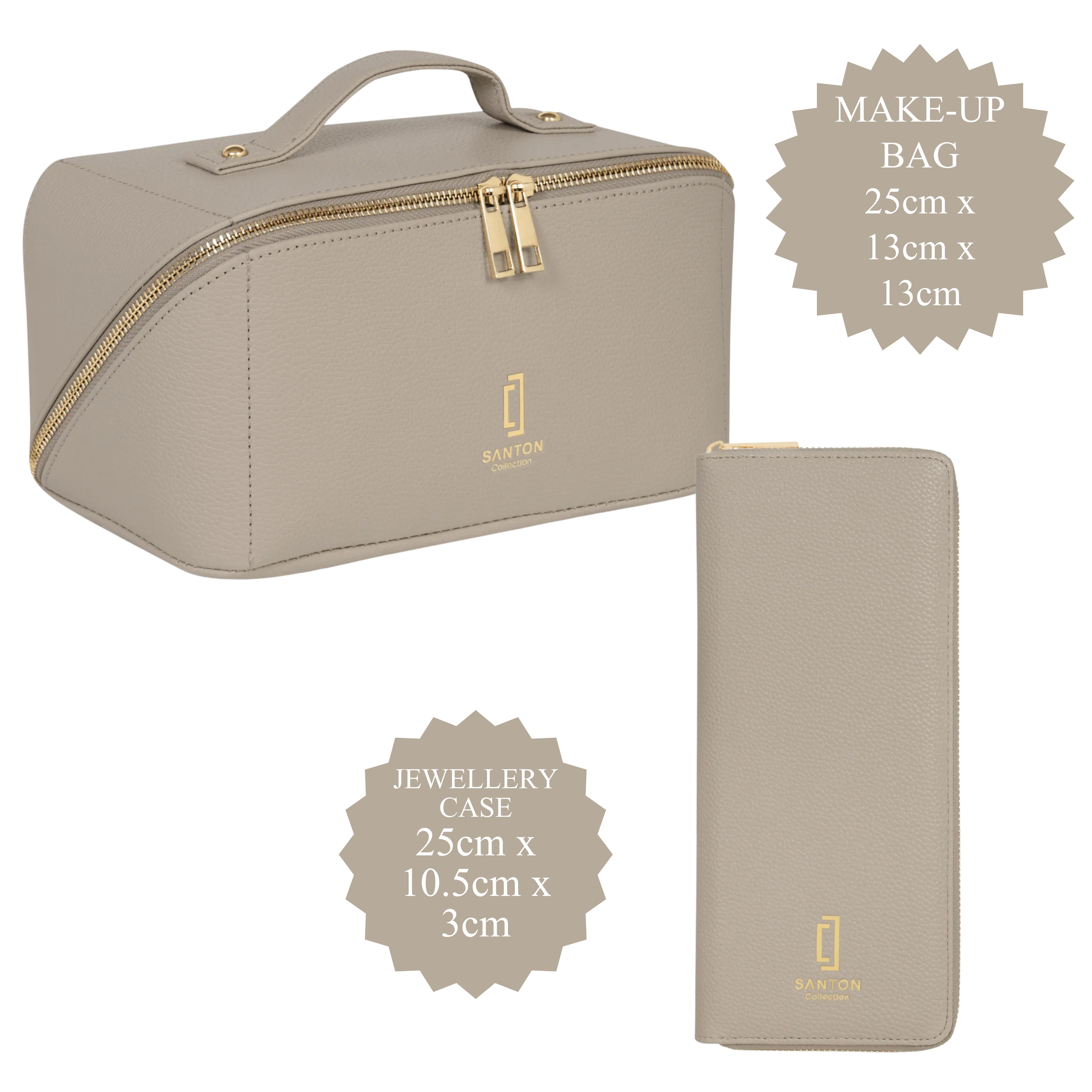 Matching Jewellery Case and Make-up Bag Gift Set - TAUPE
