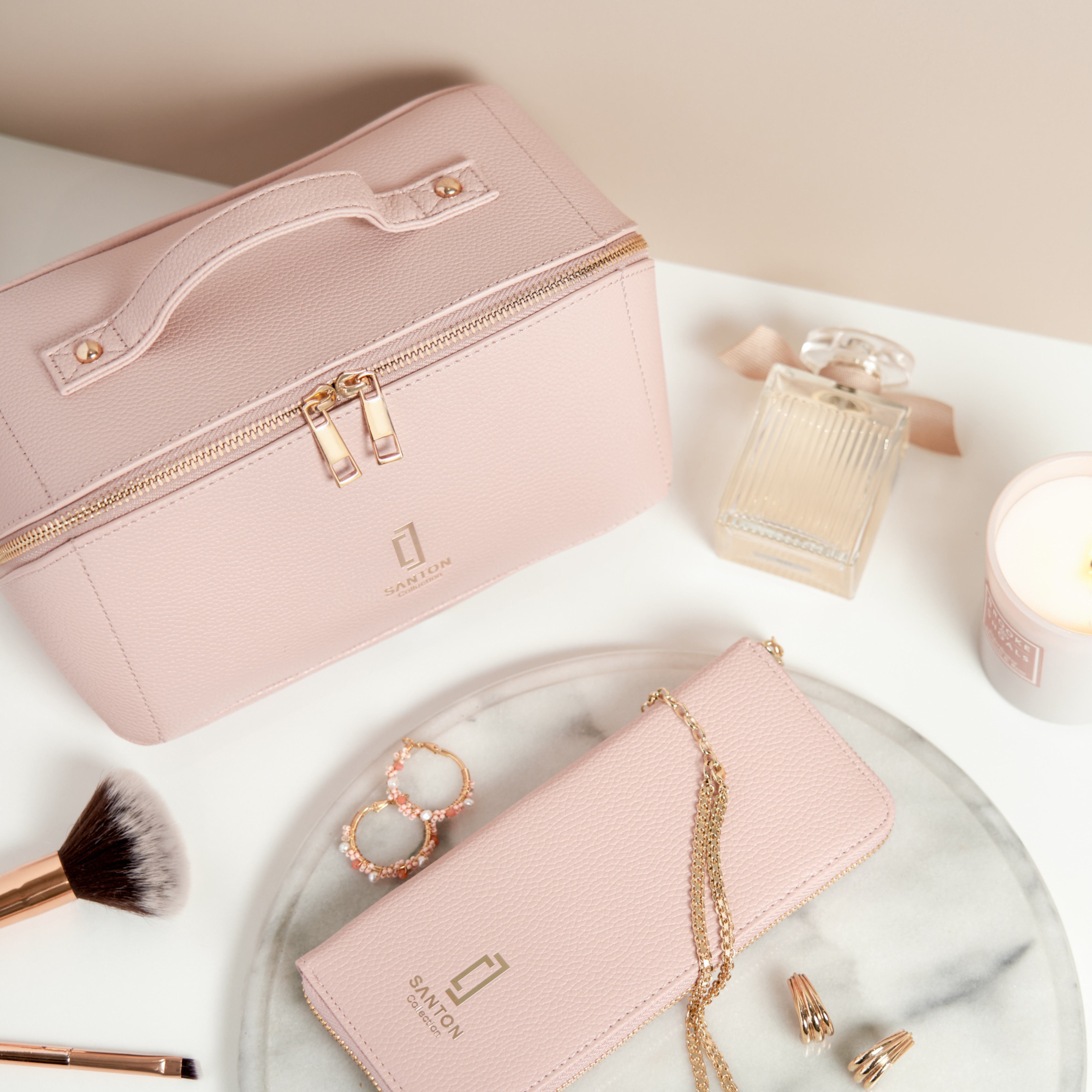 Matching Jewellery Case and Make-up Bag Gift Set - PINK